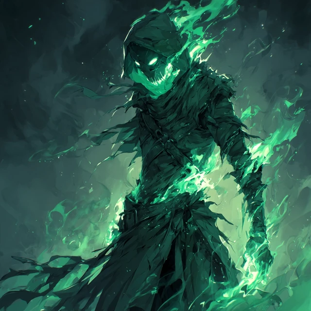 Radiant Wraith Glowing Green Radiation Fantasy Art
