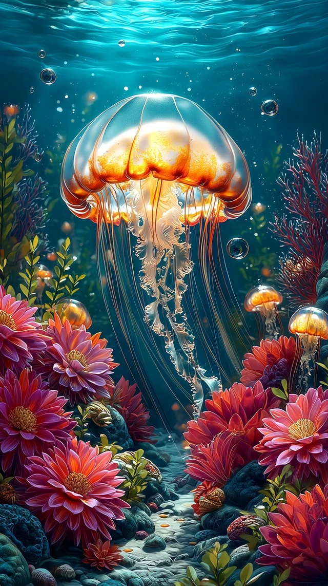Underwater Jellyfish Paradise Beautiful Ocean Scene