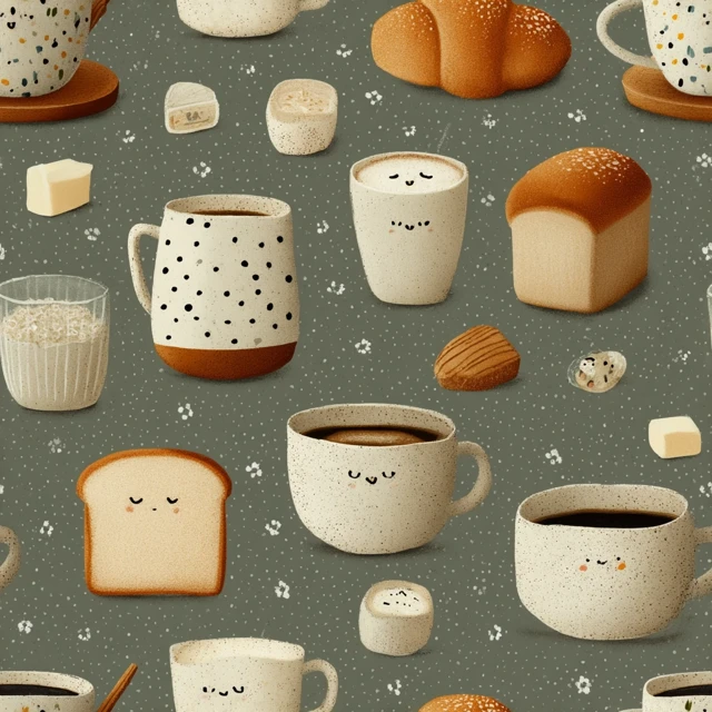 Cozy Coffee and Bread Pattern