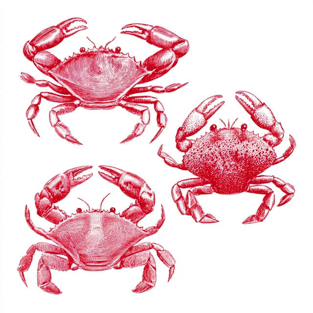 Red Crabs Minimalist Hand Drawn Illustration