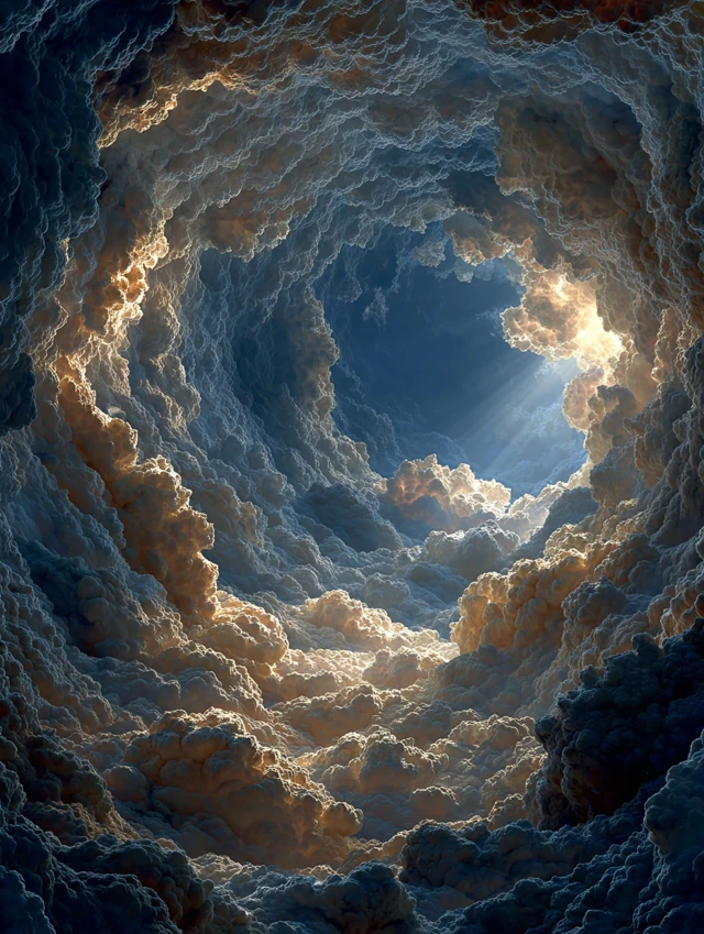 Cloud Tunnel Skyscape Golden Light Hyperrealism