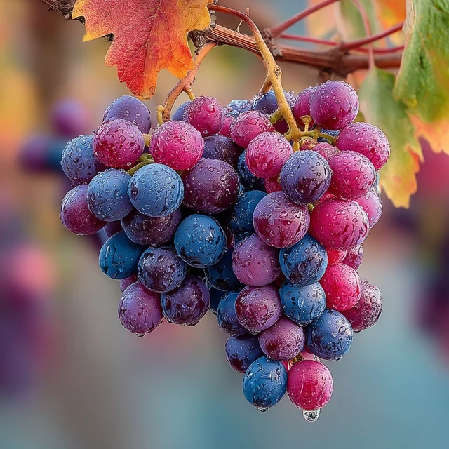 Close Up of Juicy Grapes with Water Droplets