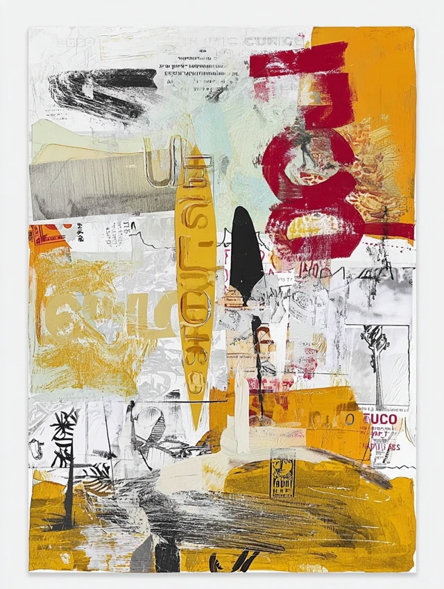 Abstract Painting with Graphic Elements and Colors