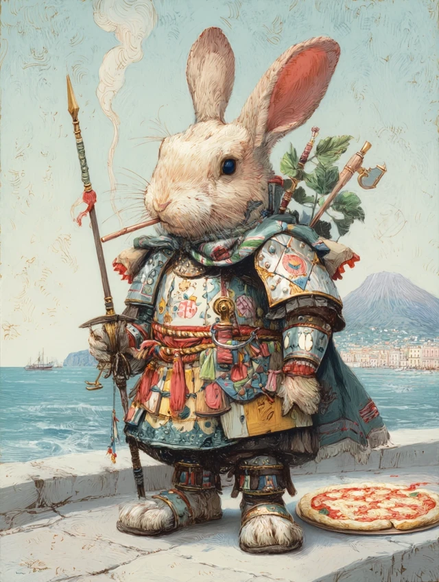 Knight Rabbit Naples Italy Fantasy Illustration
