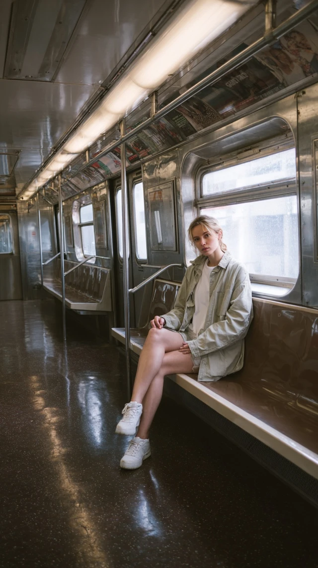 Subway Portrait Blonde Woman Editorial Style