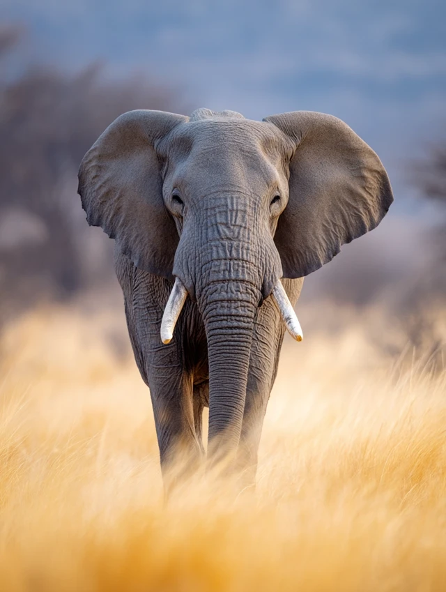 Majestic African Elephant in the Savanna Wildlife Photo