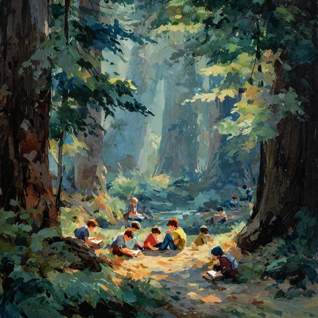 Homeschooling in the Redwood Forest Art