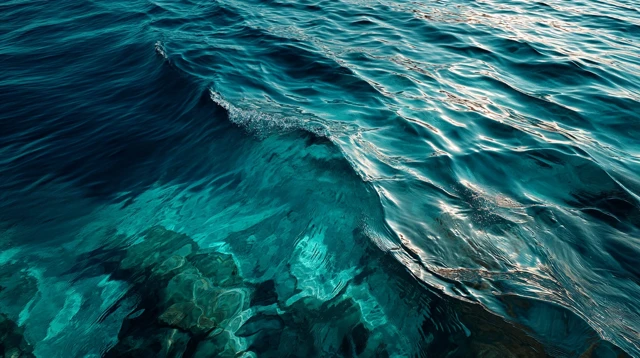 Ocean Waves Deep Blue Teal Water HD 8K
