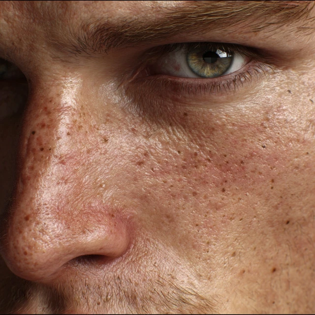 Photorealistic Close Up of a Mans Face