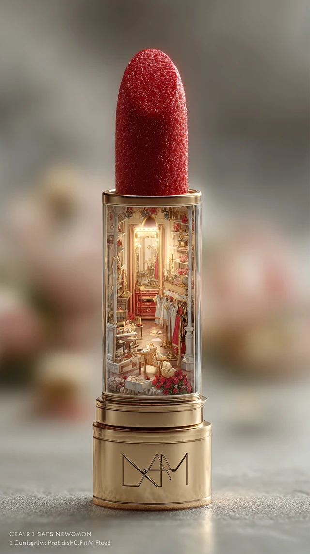Macro Lipstick Scene Miniature Vanity Interior