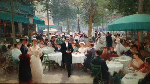 1900s Parisian Bistro Oil Painting by Sargent