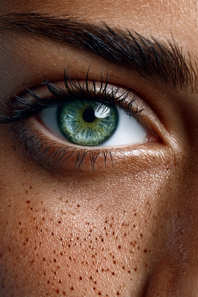Striking Green Eye Closeup Iris Detail