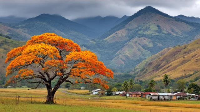 Beautiful Landscape Exotic Tree with Rich Colors