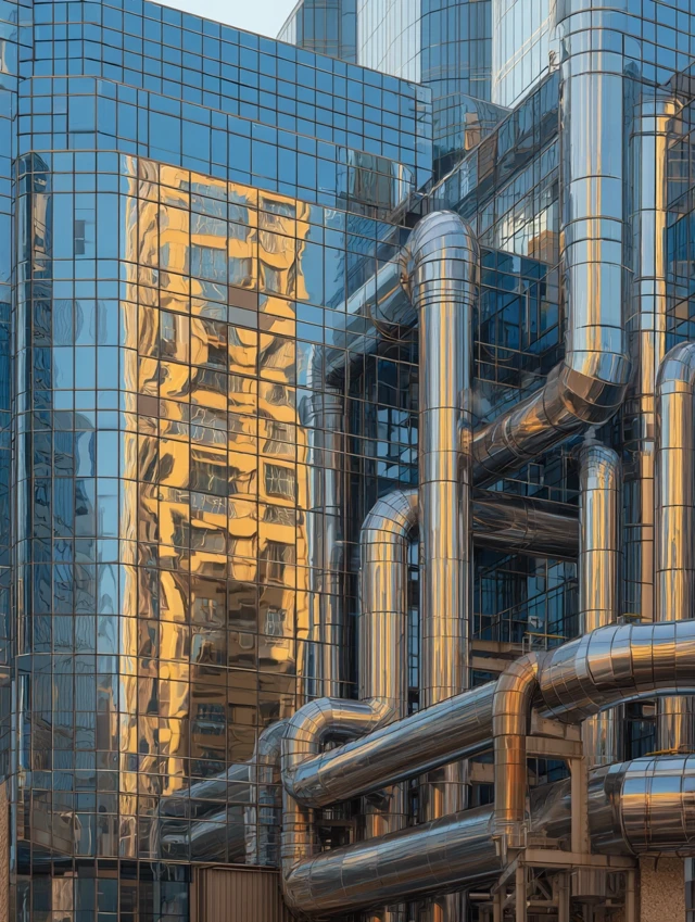 Modern Glass Building Reflecting Industry