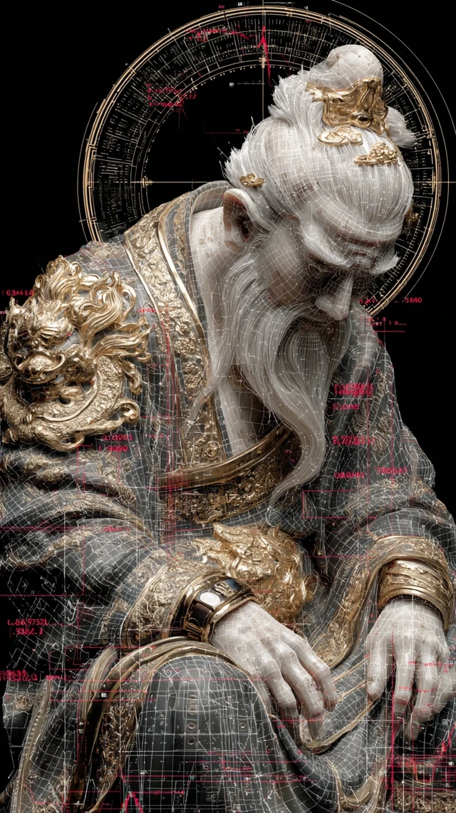 Cyberpunk God of Wealth Modernized Digital Art