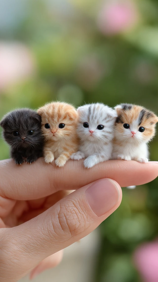 Cute Scottish Fold Kittens on a Finger Adorable Cats