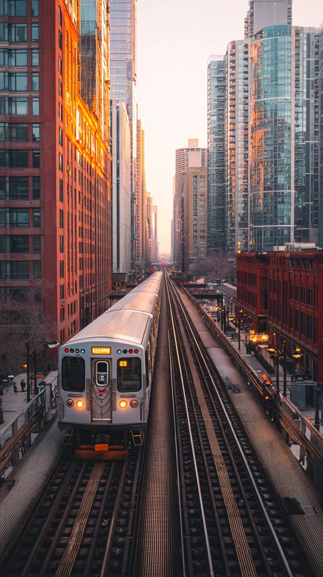 City Train at Golden Hour Urban Photography