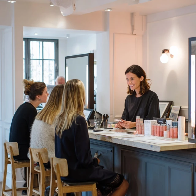 Beauty Salon Interior Scene with Clients