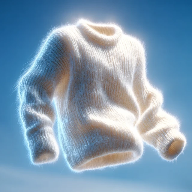 Luxury White Wool Sweater Floating MidAir