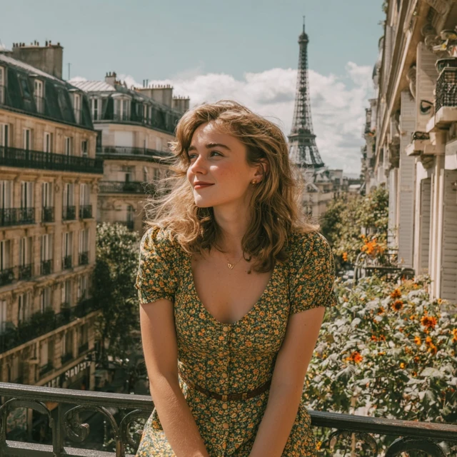 Woman in Paris Eiffel Tower Photography