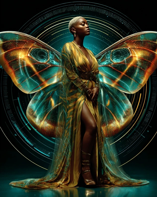 African Empress Luna Moth Futurism Art