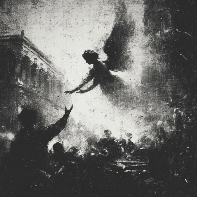 Fallen Angel Reaching Skyward Classic Artwork