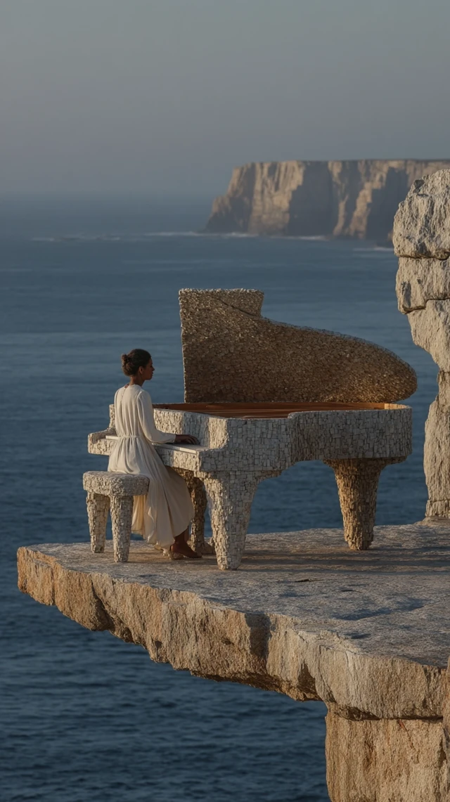 Piano on a Cliff A Poetic Scene