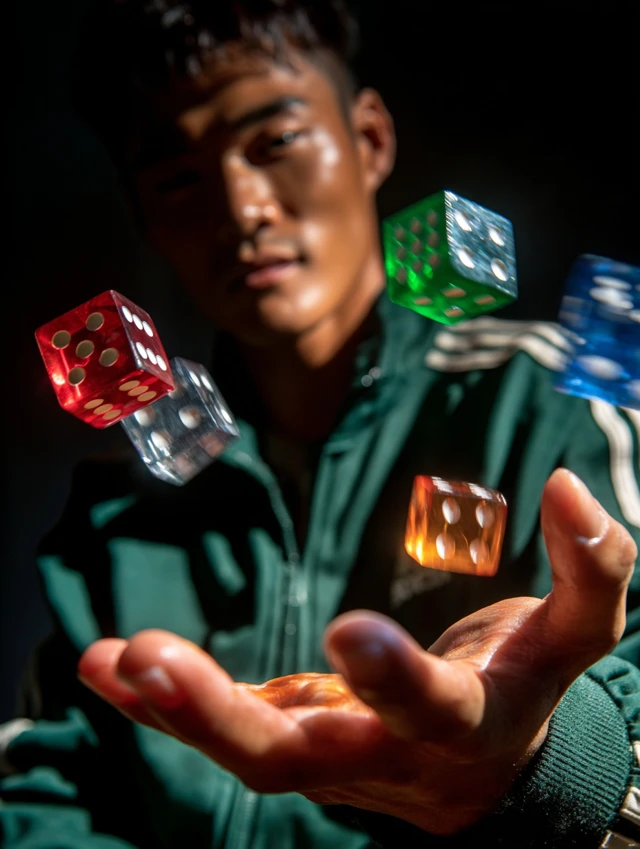 Man Playing Gonggi Dice Catching Game Studio Photo