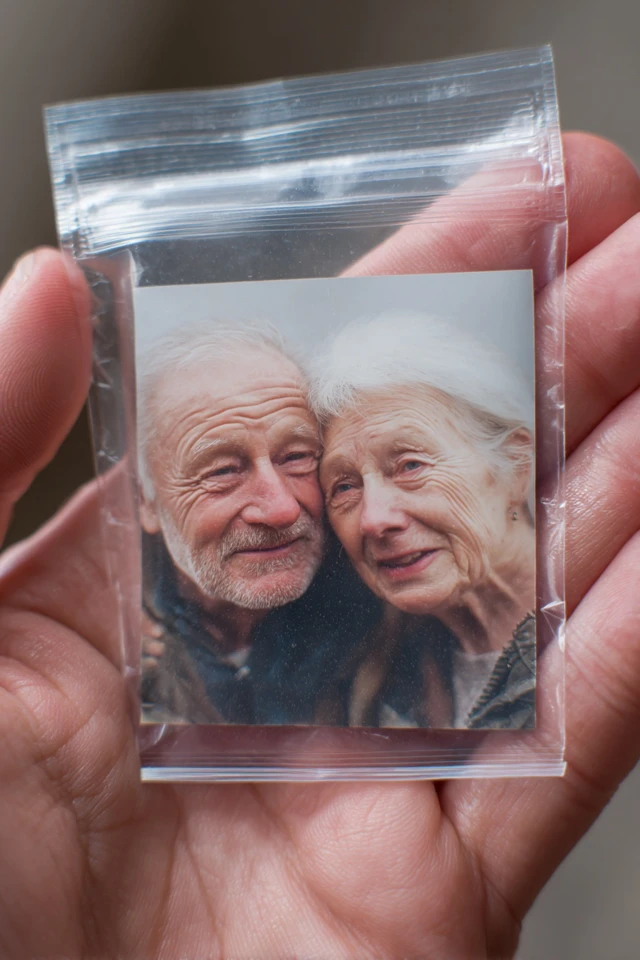 Elderly Couple Photo in Ziplock Bag Close Up