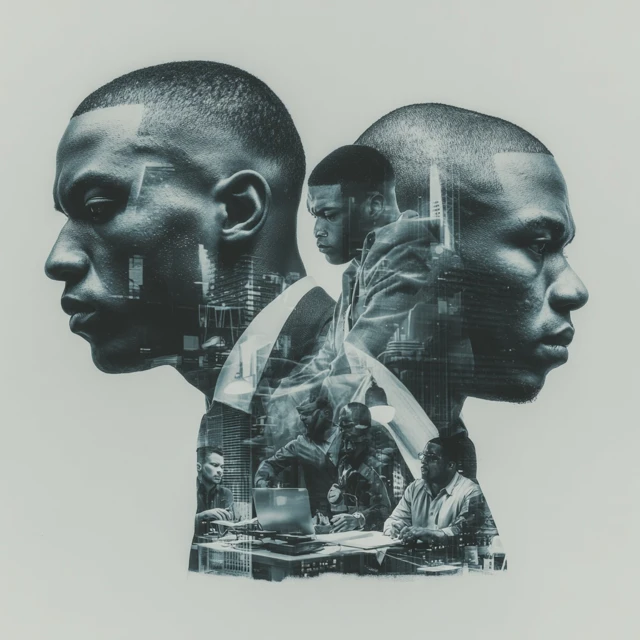 Double Exposure Portrait African Business Man
