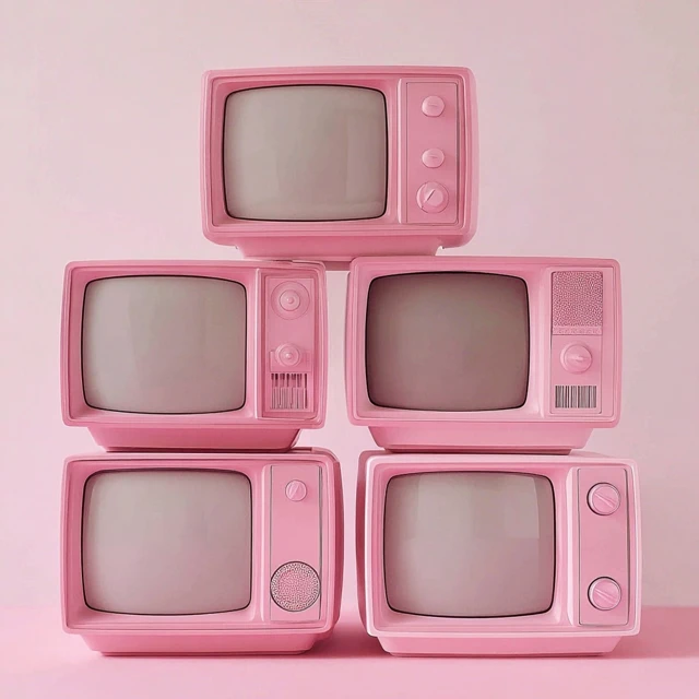 Retro Pink TVs Vintage CRT Style