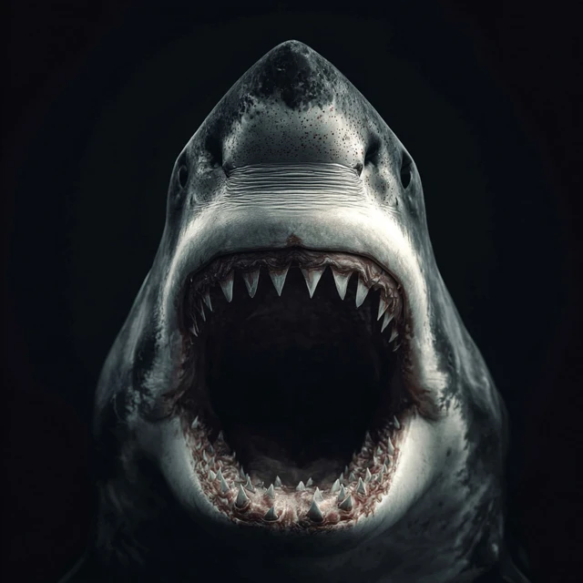 Great White Shark Terrifying Closeup