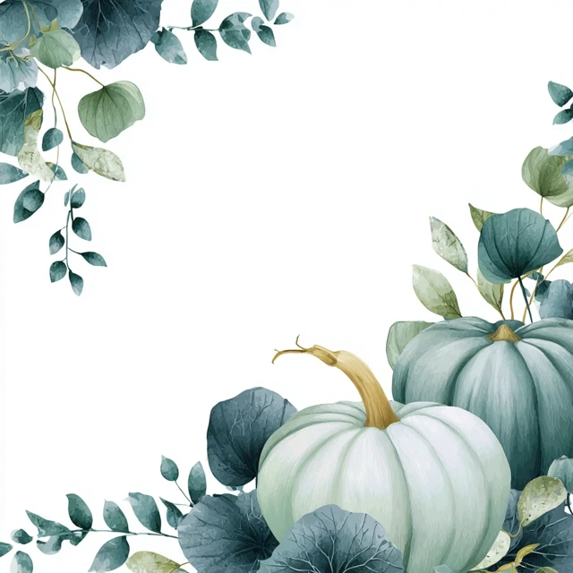 Watercolor Pumpkin and Leaves Illustration