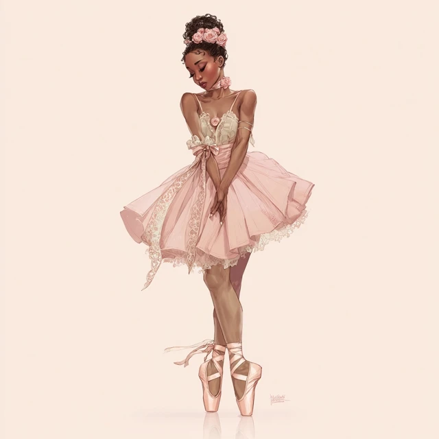 Ballerina in Pastel Colors Illustration Art