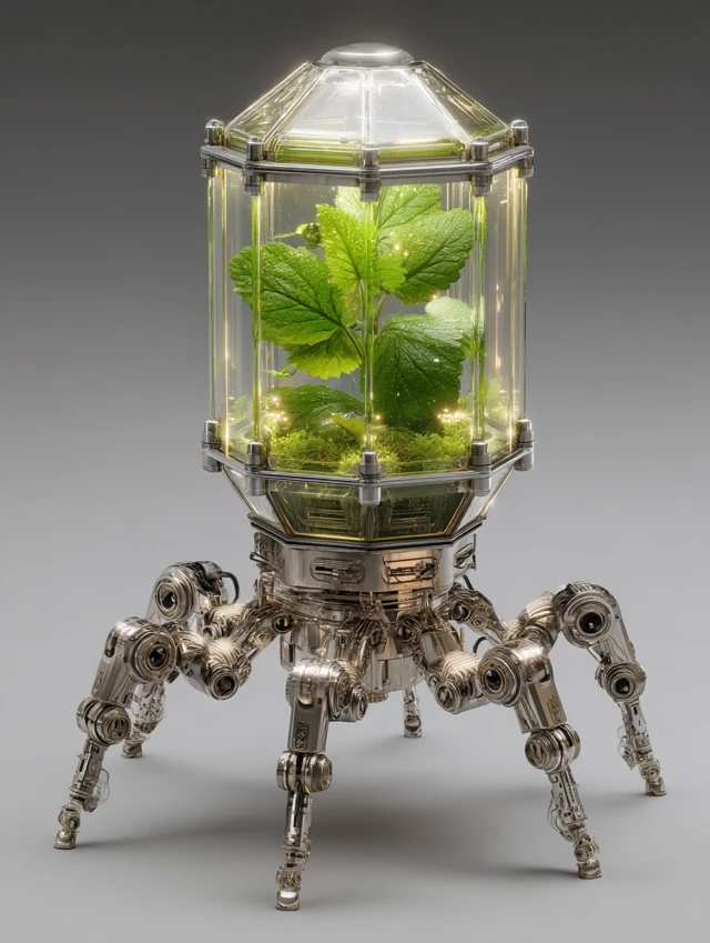 Futuristic Robotic Botanical Device - Hyperrealistic Design