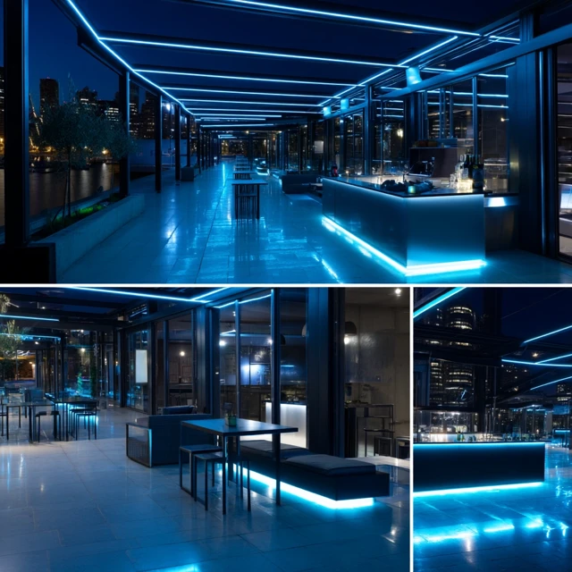 Modern Cocktail Bar Terrace Night Photography