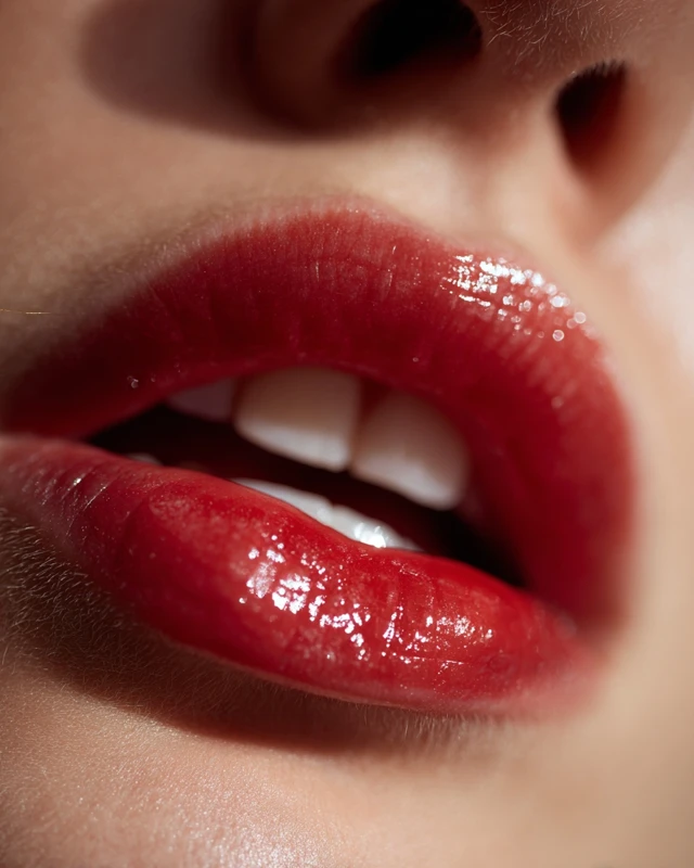 Woman Biting Lips Close Up