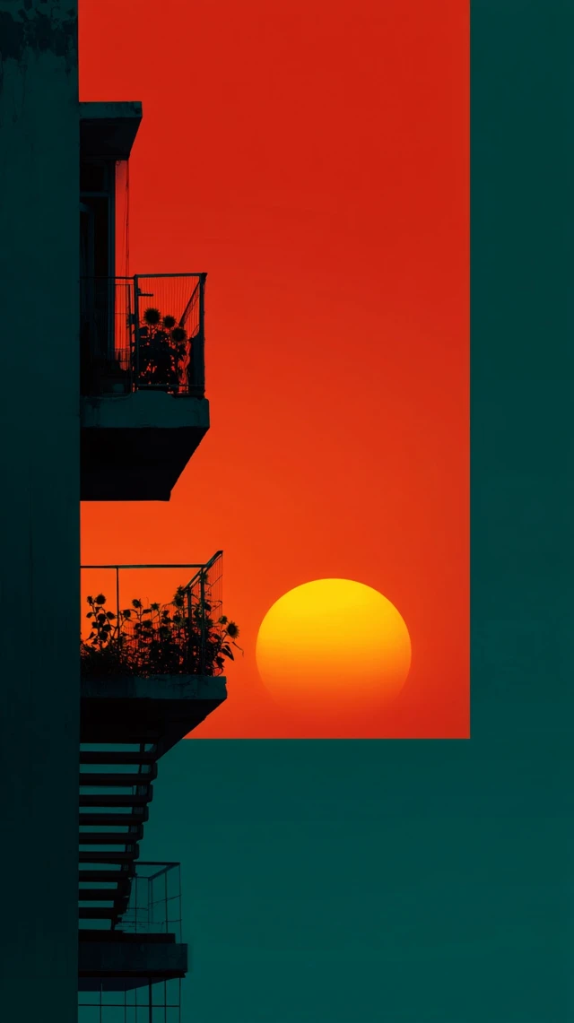 Sunset Sunflowers Summer Mood Minimalist
