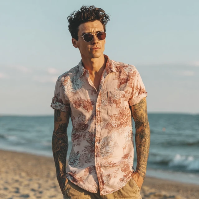Handsome Russian Man on Beach Retro Shirt