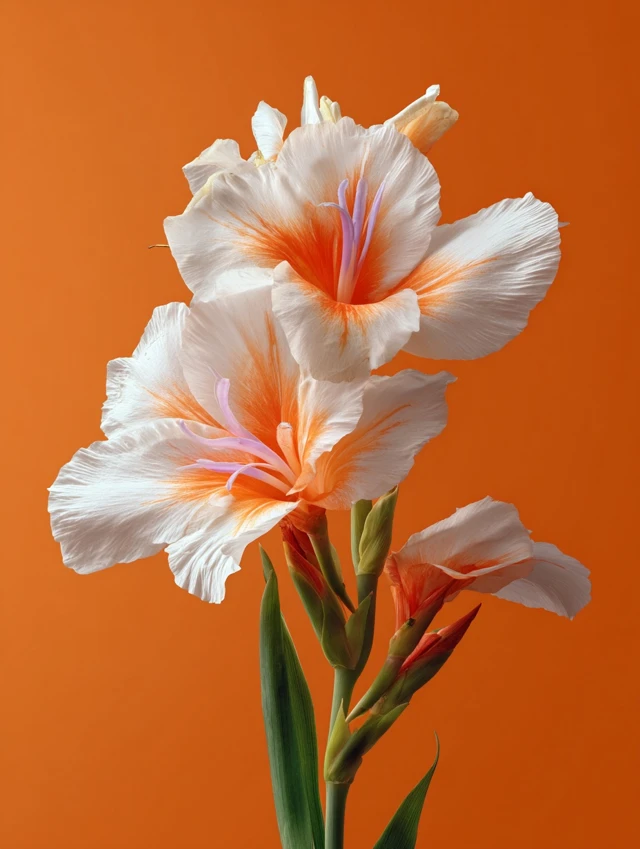 White and Orange Flower on Orange Background