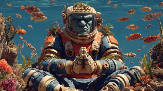 Underwater Buddha Robot: Sci-Fi Meditation