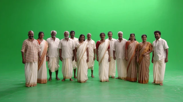 Kerala People in Traditional Dress on Greenscreen