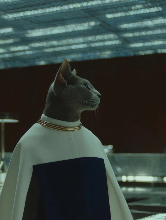 Cat in SciFi Gown Cinematic Photography