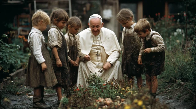 Pope John Paul II with Children Joyful Moment