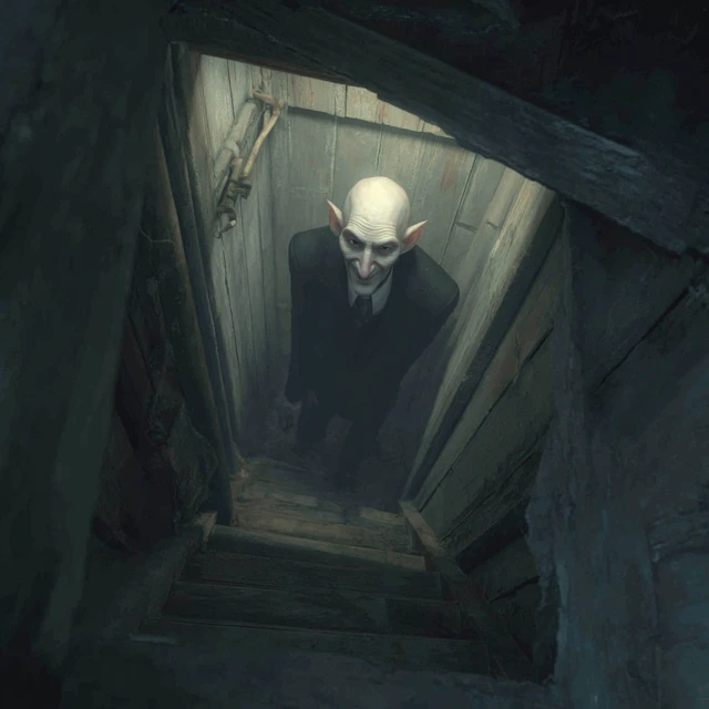 Nosferatu Creature in Dilapidated Cellar