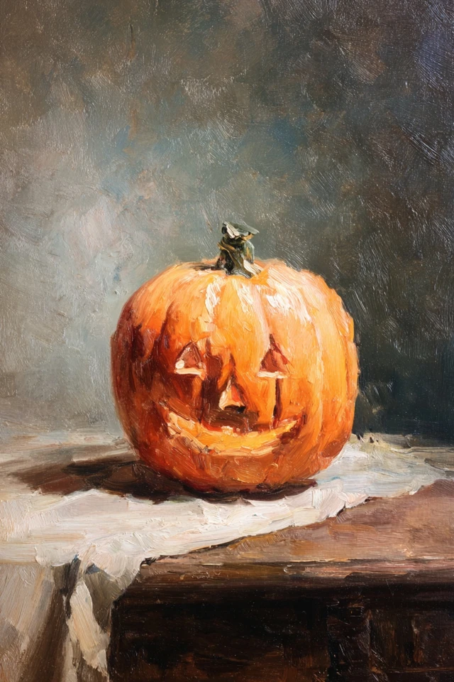 Vintage Halloween Pumpkin Painting