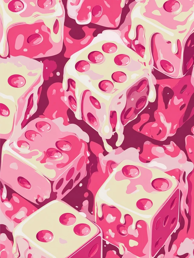 Melting Pink Dice Retro Pop Art