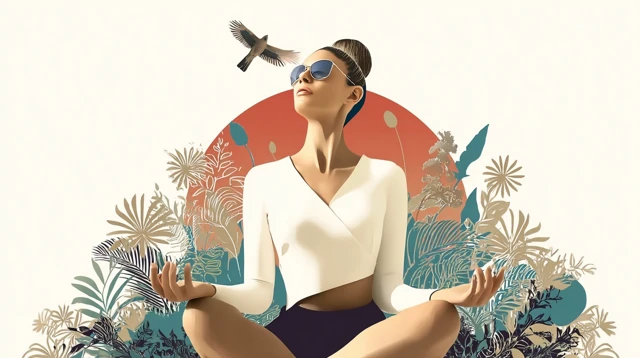 Meditating Woman Illustration Calming Zen Art