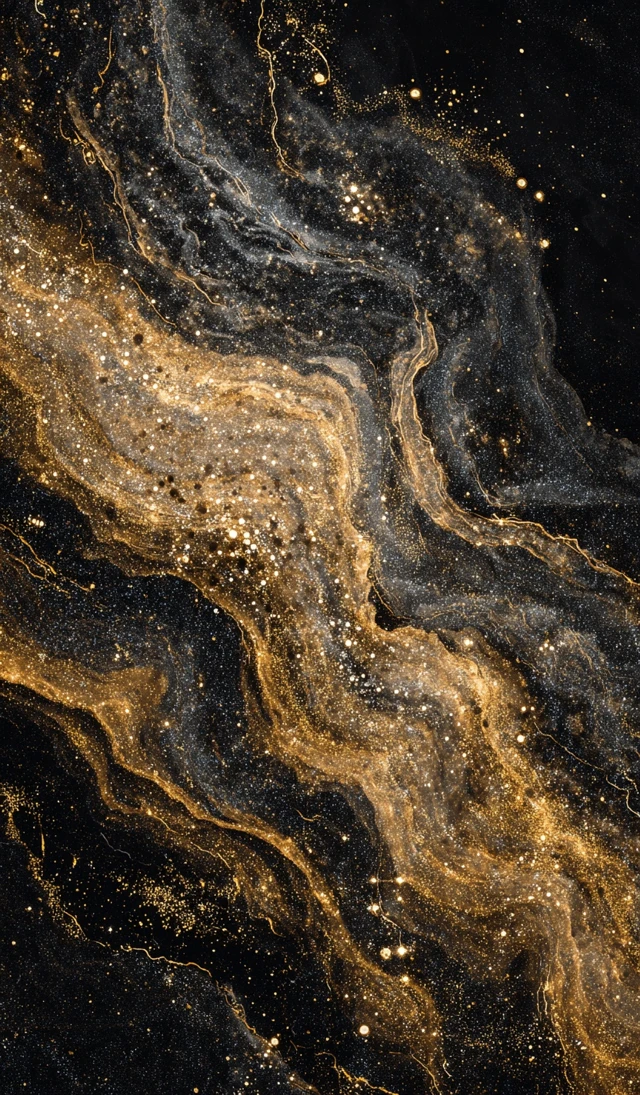 Black and Gold Galactic Dreamscape Artwork