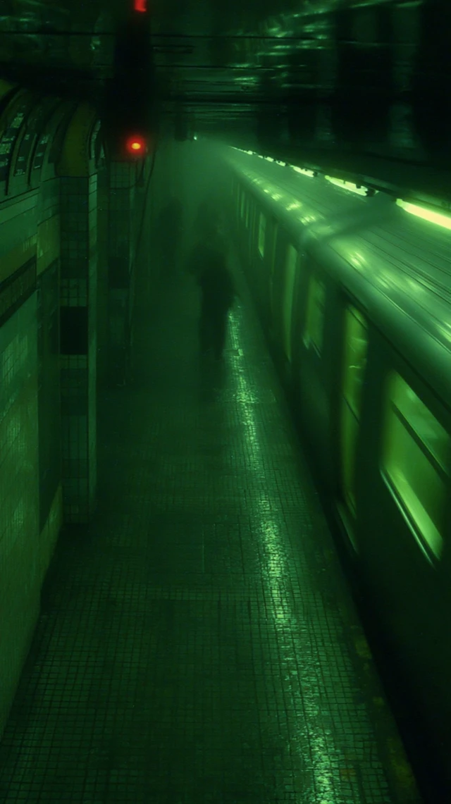 Subway Scene with Motion Blur Cinestill Style